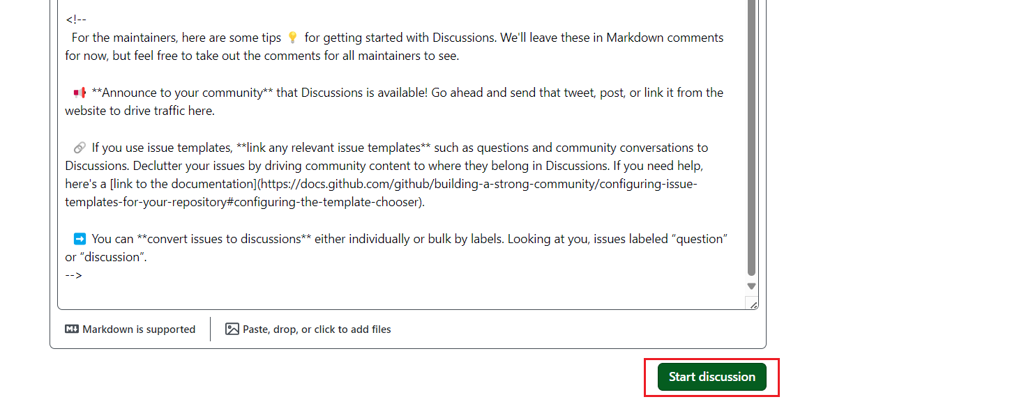 click start discussions btn