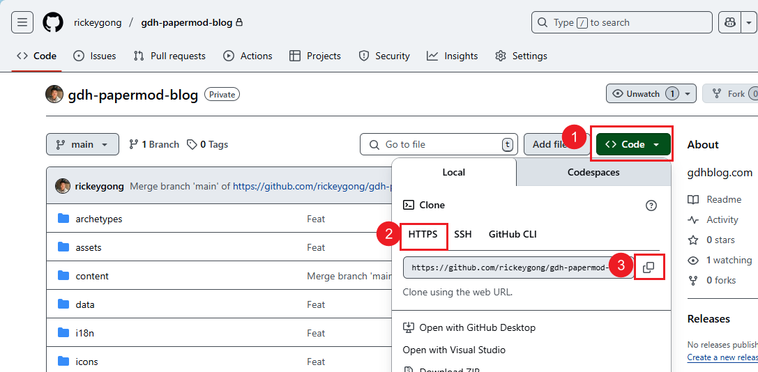 get github rep url